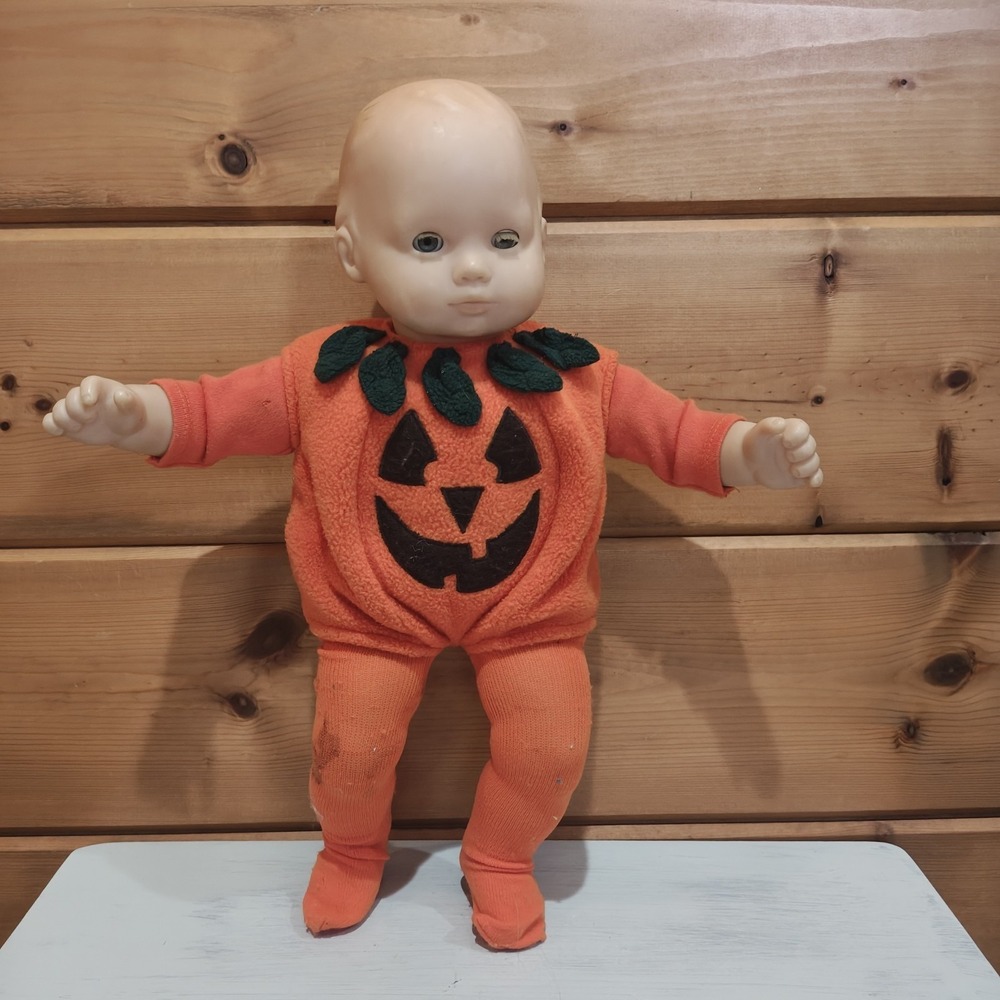 INCOMPLETE American Girl Bitty Baby Halloween Pumpkin Doll [Needs Cleaning] E52‎